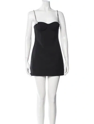 Pre-owned Area Virgin Wool Mini Dress In Black