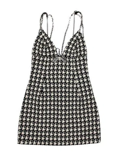 Pre-owned Area Virgin Wool Mini Dress In Black