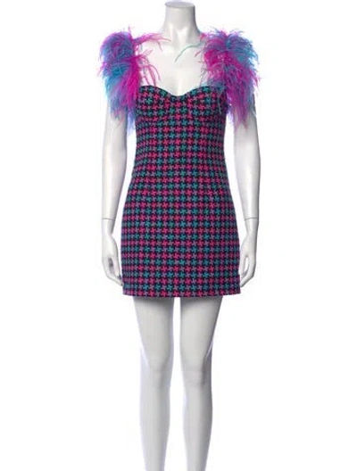 Pre-owned Area Virgin Wool Mini Dress In Black/blue