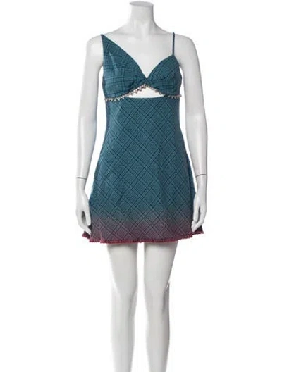 Pre-owned Area Virgin Wool Mini Dress In Blue