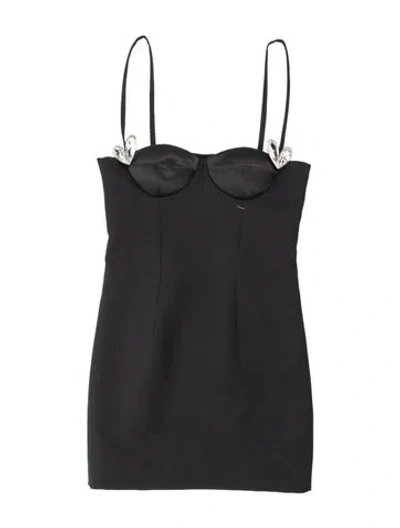 Pre-owned Area Virgin Wool Mini Dress W/ Tags In Black