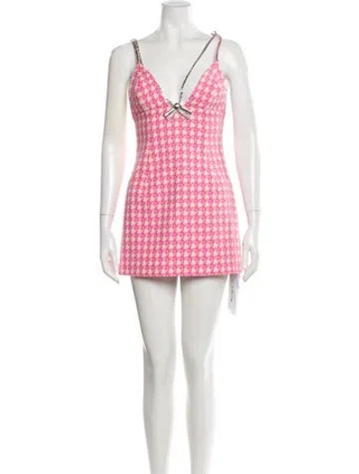 Pre-owned Area Virgin Wool Mini Dress W/ Tags In Pink