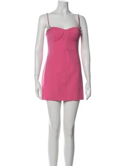 Pre-owned Area Virgin Wool Mini Dress W/ Tags In Pink
