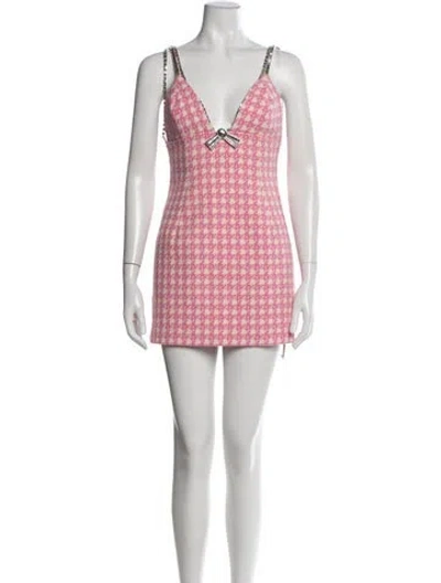 Pre-owned Area Virgin Wool Mini Dress W/ Tags In Pink