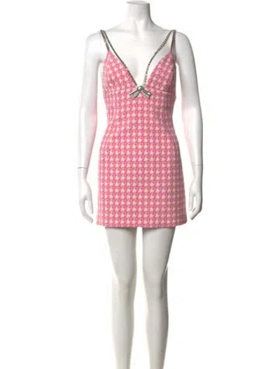 Pre-owned Area Virgin Wool Mini Dress W/ Tags In Pink