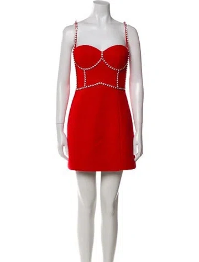 Pre-owned Area Virgin Wool Mini Dress W/ Tags In Red