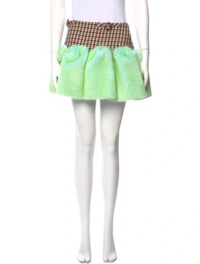 Pre-owned Area Virgin Wool Mini Skirt In Green