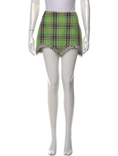 Pre-owned Area Virgin Wool Mini Skirt In Green