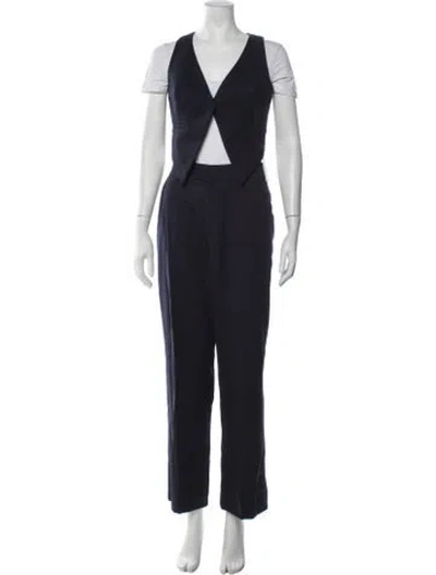 Pre-owned Area Virgin Wool Pant Set In Blue