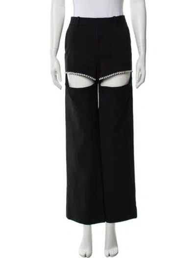 Pre-owned Area Virgin Wool Straight Leg Pants In Black