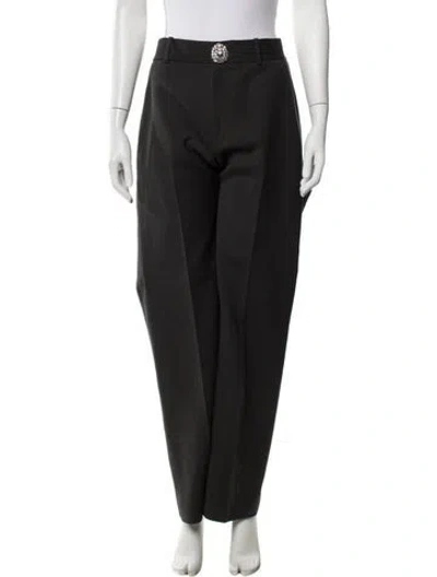Pre-owned Area Virgin Wool Straight Leg Pants In Black