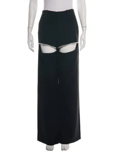 Pre-owned Area Virgin Wool Straight Leg Pants In Black