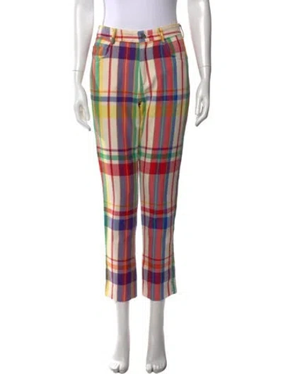 Pre-owned Area Virgin Wool Straight Leg Pants In Neutrals