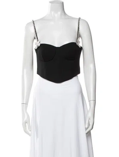 Pre-owned Area Virgin Wool V-neck Crop Top In Black