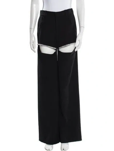 Pre-owned Area Virgin Wool Wide Leg Pants In Black