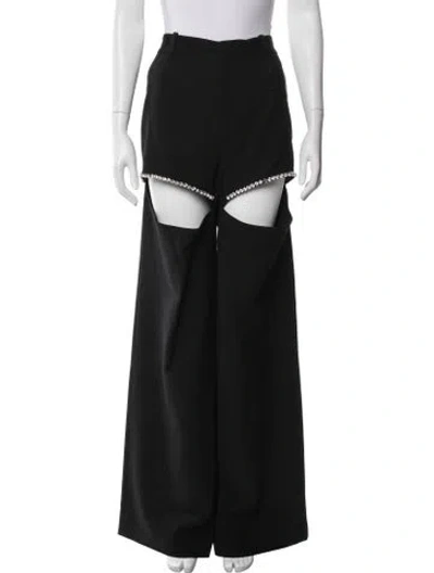 Pre-owned Area Virgin Wool Wide Leg Pants In Black