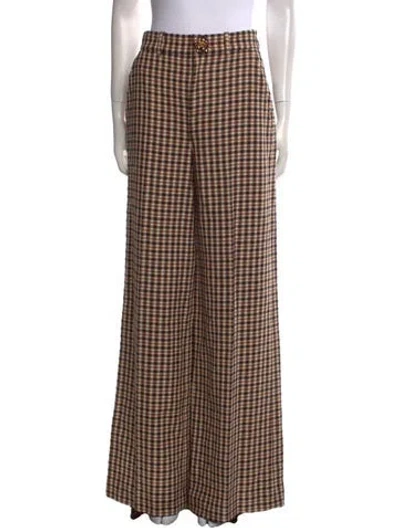 Pre-owned Area Virgin Wool Wide Leg Pants In Brown