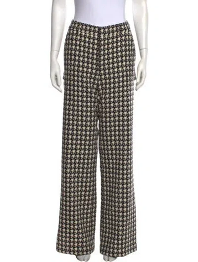 Pre-owned Area Virgin Wool Wide Leg Pants In Neutrals