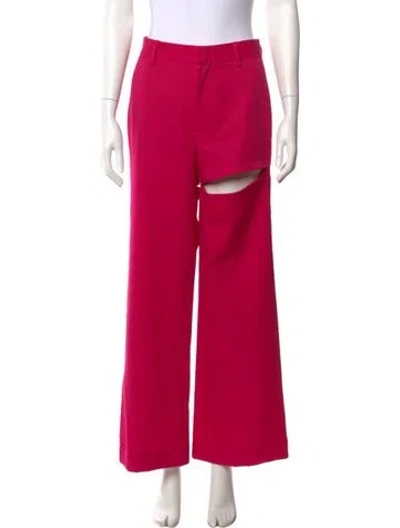Pre-owned Area Virgin Wool Wide Leg Pants In Pink
