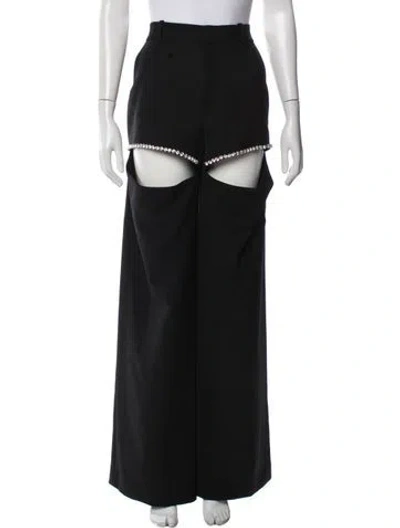 Pre-owned Area Virgin Wool Wide Leg Pants W/ Tags In Black