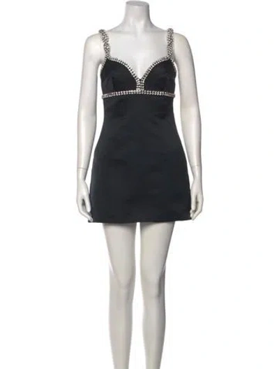 Pre-owned Area V-neck Mini Dress In Black