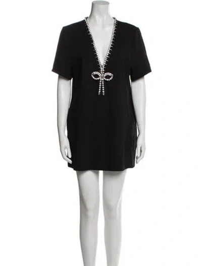 Pre-owned Area V-neck Mini Dress In Black