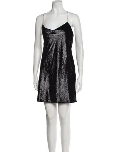 Pre-owned Area V-neck Mini Dress In Black
