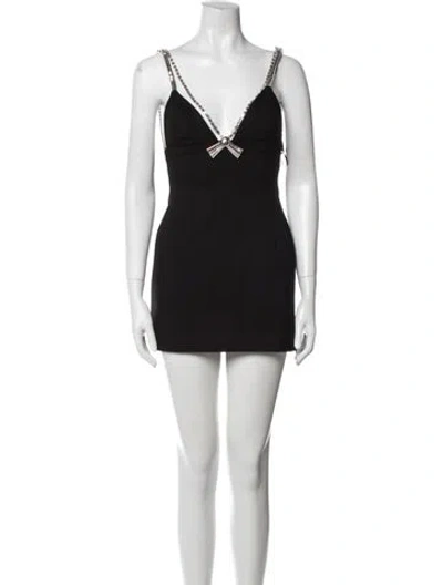 Pre-owned Area V-neck Mini Dress In Black
