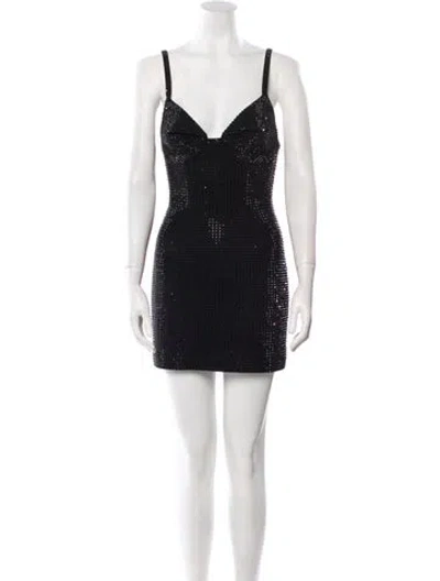 Pre-owned Area V-neck Mini Dress In Black