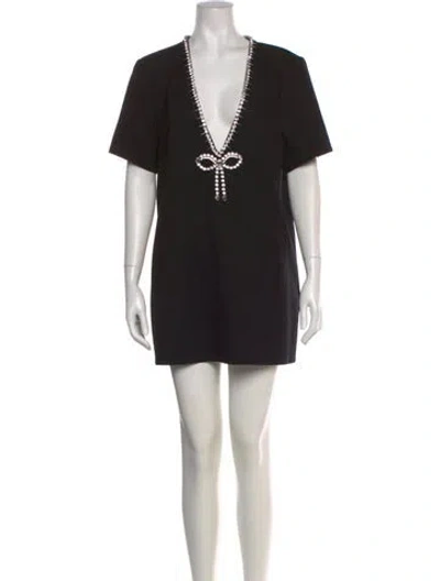Pre-owned Area V-neck Mini Dress In Black