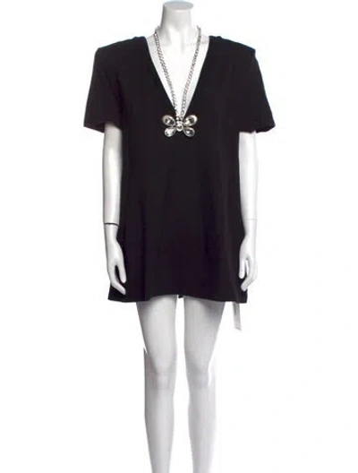Pre-owned Area V-neck Mini Dress In Black