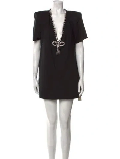Pre-owned Area V-neck Mini Dress In Black