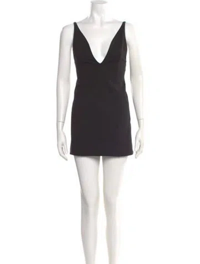 Pre-owned Area V-neck Mini Dress In Black