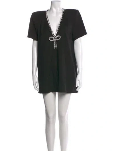 Pre-owned Area V-neck Mini Dress In Black