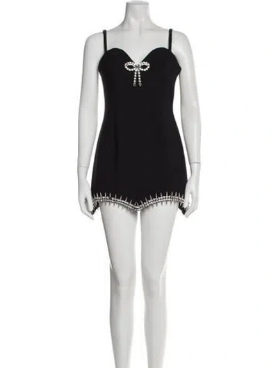 Pre-owned Area V-neck Mini Dress In Black