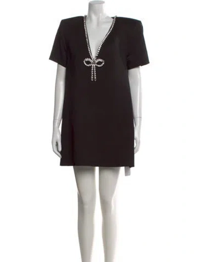 Pre-owned Area V-neck Mini Dress In Black
