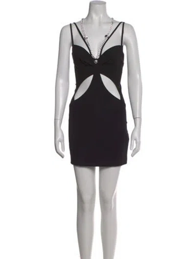 Pre-owned Area V-neck Mini Dress In Black