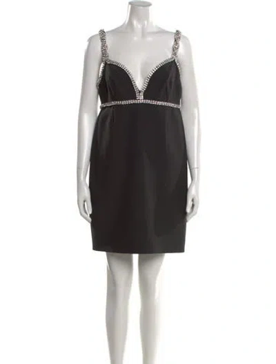 Pre-owned Area V-neck Mini Dress In Black