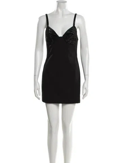 Pre-owned Area V-neck Mini Dress In Black