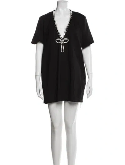 Pre-owned Area V-neck Mini Dress In Black