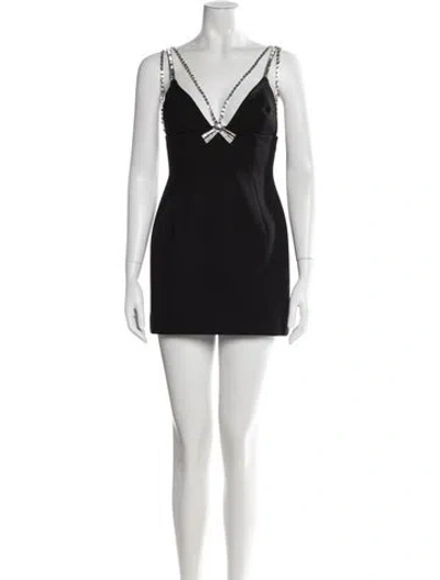 Pre-owned Area V-neck Mini Dress In Black