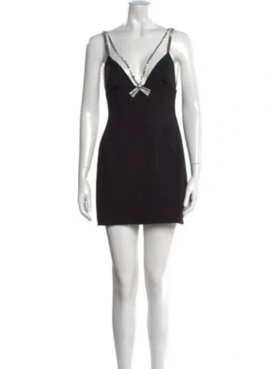 Pre-owned Area V-neck Mini Dress In Black