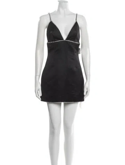 Pre-owned Area V-neck Mini Dress In Black