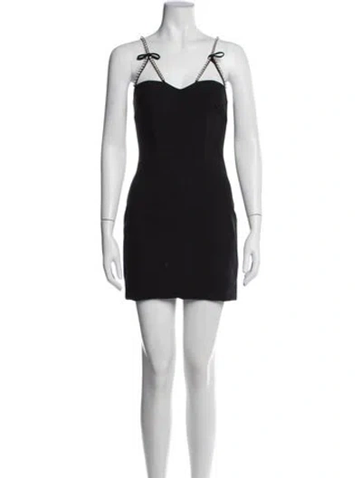 Pre-owned Area V-neck Mini Dress In Black