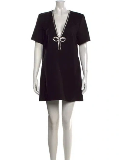 Pre-owned Area V-neck Mini Dress In Black