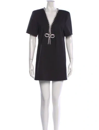 Pre-owned Area V-neck Mini Dress In Black