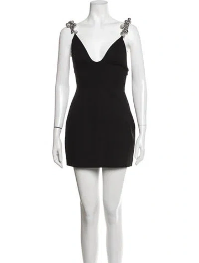 Pre-owned Area V-neck Mini Dress In Black
