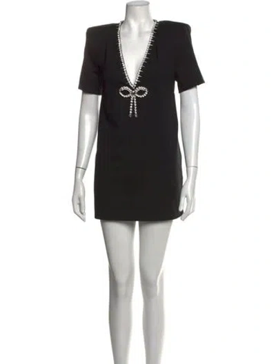 Pre-owned Area V-neck Mini Dress In Black