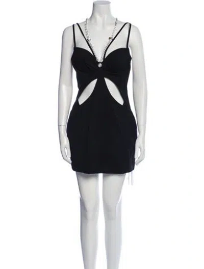 Pre-owned Area V-neck Mini Dress In Blue