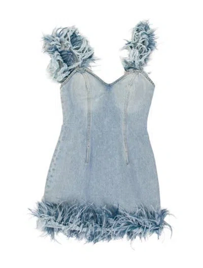 Pre-owned Area V-neck Mini Dress In Blue